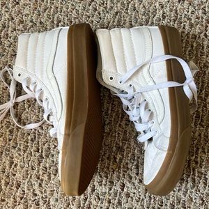 Vans White & Gum High Tops - Size 8 Women’s